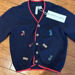 Janie and Jack Navy Sweater with Red Accents